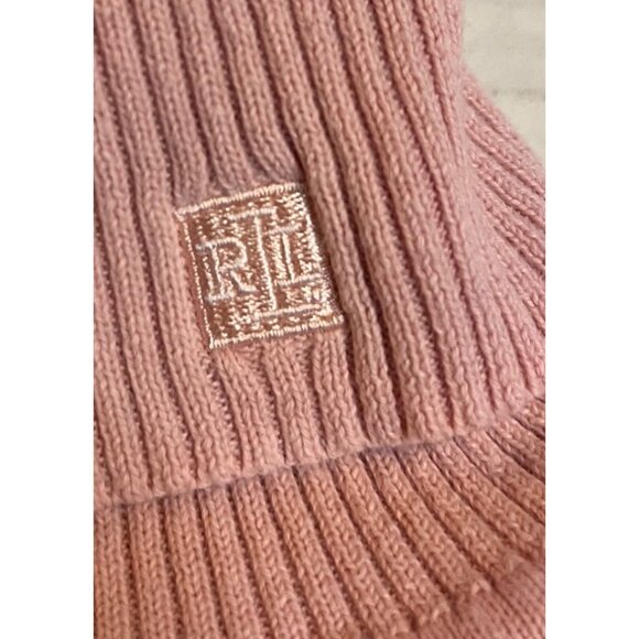 Lauren Ralph Lauren XL Pink Ribbed Turtleneck Sweater preppy  embroidered logo - Picture 3 of 10